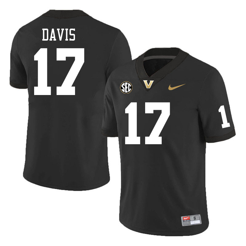 Vanderbilt Commodores #17 Mark Davis College Football Jerseys Stitched-Black